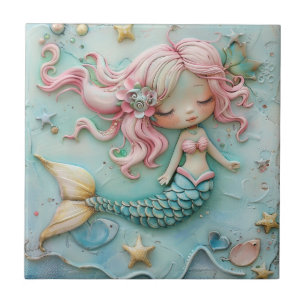 Azulejo De Cerâmica Mermaid Girl Ocean