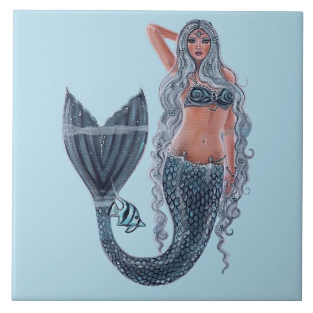 Azulejo De Cerâmica Mermaid icy water art por Renee Lavoie (Frente)