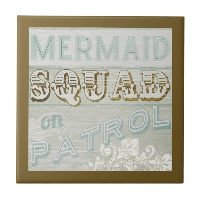 Azulejo De Cerâmica Mermaid Squad sobre Patrulha (Frente)