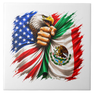 Azulejo De Cerâmica Mês da Herança Hispânica Bandeira EUA México