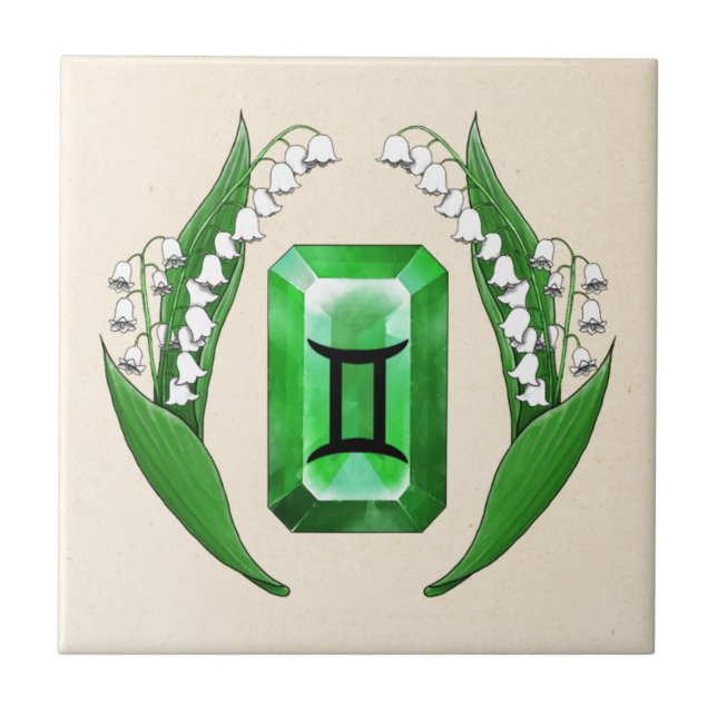 Azulejo De Cerâmica Mês de Nascimento May Gemini (Frente)