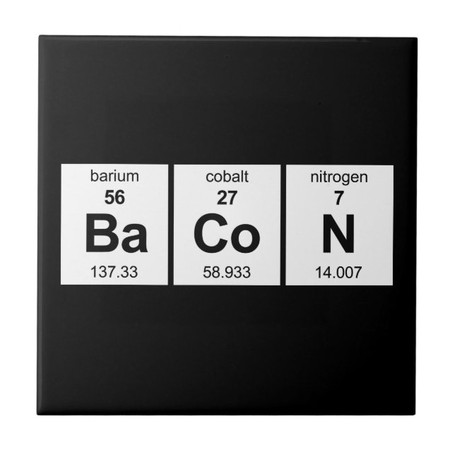 Azulejo De Cerâmica Mesa periódica do bacon (Frente)