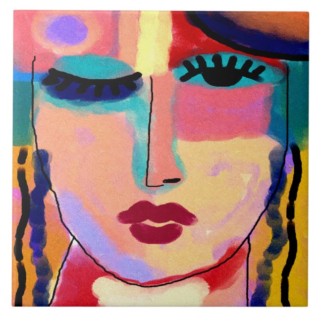 Azulejo De Cerâmica Mestiços Mestiços Abstrato Digital Painting (Frente)