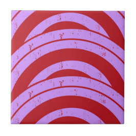 Azulejo De Cerâmica Metade do Círculo Vermelho Púrpura Geométrico Onda