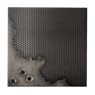 Azulejo De Cerâmica Metal com fundo dos buracos de bala