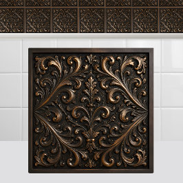 Azulejo De Cerâmica Metal Oxidado Fundido em Bronze Folhagem Renascenç