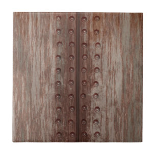 Azulejo De Cerâmica Metal oxidado rebitado sujo