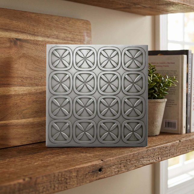 Azulejo De Cerâmica Metallic Geometric Tarnished Silver #5 ID1227 (Criador carregado)