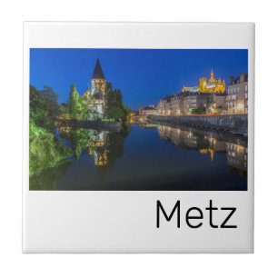 Azulejo De Cerâmica Metz Temple Neuf França Night Moselle Souvenir