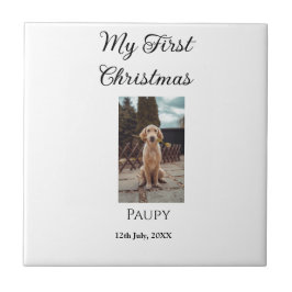 Azulejo De Cerâmica Meu primeiro Natal adicionou o nome de um cão foto