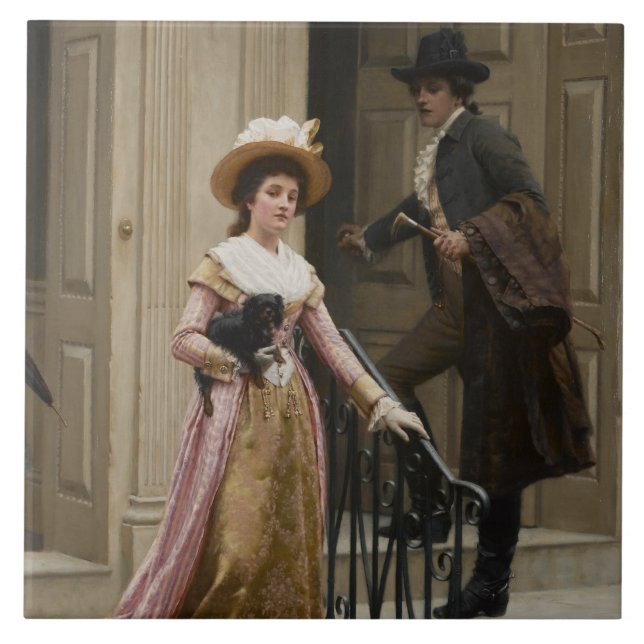 Azulejo De Cerâmica Meu vizinho de porta próxima (Casal flertando) (Be (Frente)