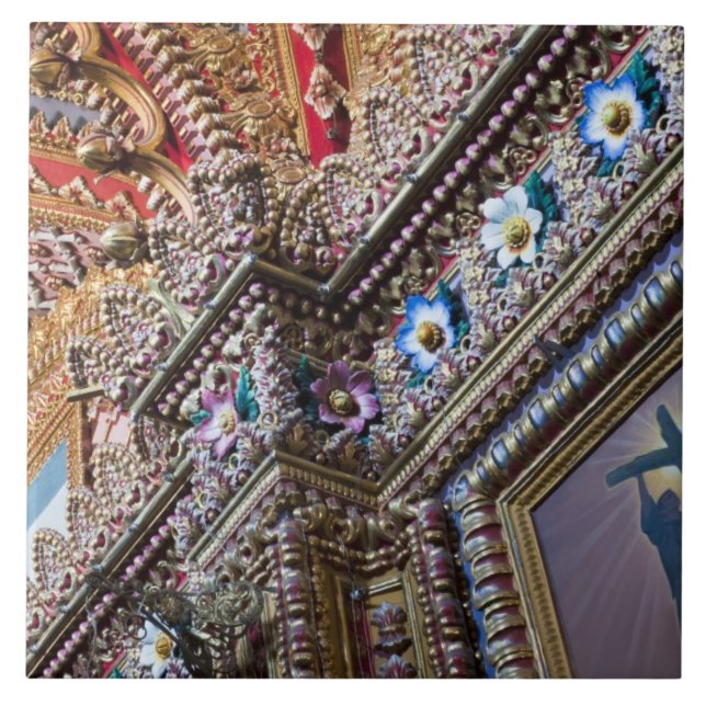 Azulejo De Cerâmica México, Queretaro. Católico dentro de Detalhe orna (Frente)