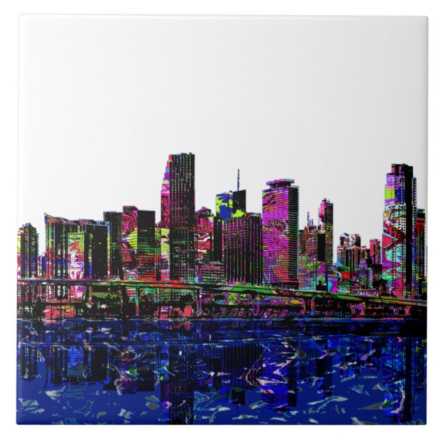 Azulejo De Cerâmica Miami, Flórida em grafite (Frente)