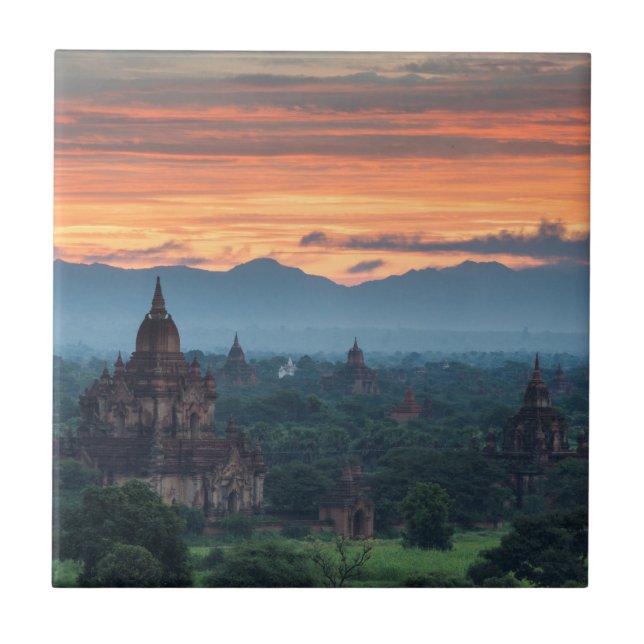 Azulejo De Cerâmica Mianmar, Bagan Nascer do Sol (Frente)