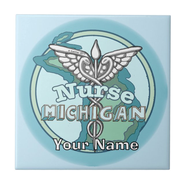 Azulejo De Cerâmica Michigan Nurse Caduceus Tile (Frente)