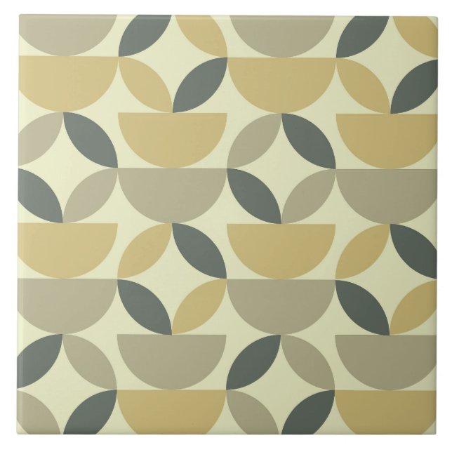 Azulejo De Cerâmica Mid Century Earth tone half Circles and  shapes  (Frente)