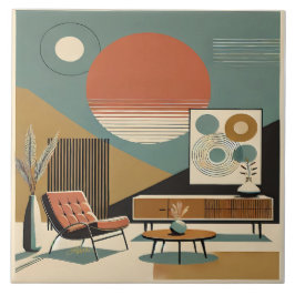 Azulejo De Cerâmica Mid Century Interior Design Sunrise Livingroom