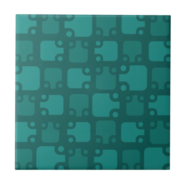 Azulejo De Cerâmica Mid Century Modern Pattern Teal (Frente)
