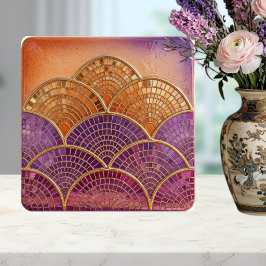 Azulejo De Cerâmica Mid-Century Modern Scalloped Fan purple orange