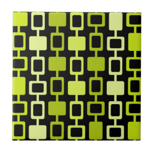 Azulejo De Cerâmica Mid Century Modern Square Columns Black Chartreuse