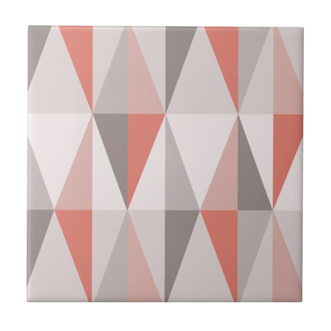 Azulejo De Cerâmica MidCentury Modern Triangles Salmon Pink (Frente)