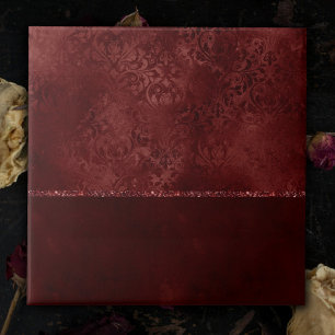 Azulejo De Cerâmica Midnight Henna Romance   Red Satinge Damask