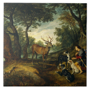 Azulejo De Cerâmica Milagre de São Huberto por Peter Paul Rubens
