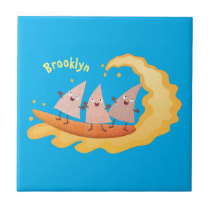 Azulejo De Cerâmica Milhas de nachos, batatas fritas, canecas, surf