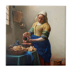 Azulejo De Cerâmica Milkmaid Kitchen Maid por Johannes Vermeer