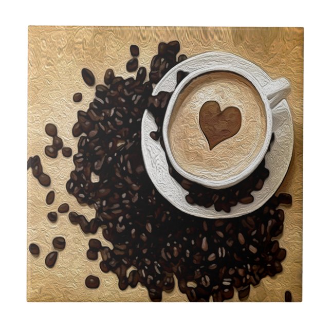 Azulejo De Cerâmica Mim café do coração (Frente)