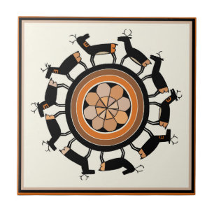 Azulejo De Cerâmica Mimbres Tribal Deer Ritual