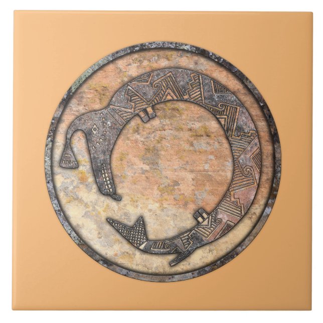 Azulejo De Cerâmica Mimbres Water Serpent Talking Canyons, Novo México (Frente)