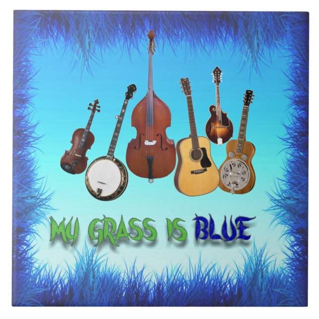 AZULEJO DE CERÂMICA  MINHA GRAMA É AZUL (Frente)