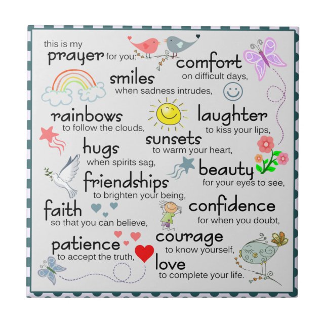 Azulejo De Cerâmica Minha Oração Por Você (Frente)