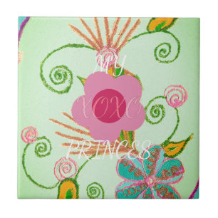Azulejo De Cerâmica Minha XOXO Pequena Princesa Floral Impressão
