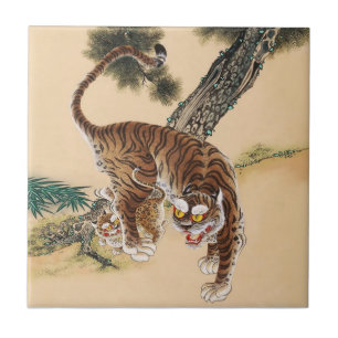 Azulejo De Cerâmica Minhwa Tigre Feio Coreano