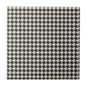 Azulejo De Cerâmica Mini preto e creme do teste padrão de Houndstooth