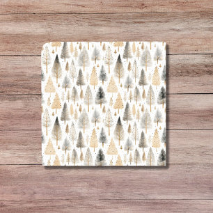 Azulejo De Cerâmica Minialista Beige Nordic Folk Art Scandi Trees