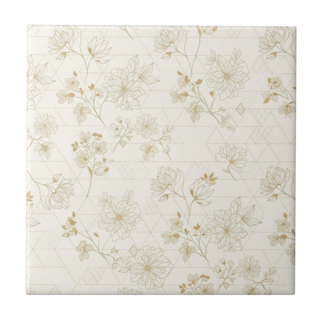 Azulejo De Cerâmica Minimal Botanical Line Art Pattern (1) (Frente)