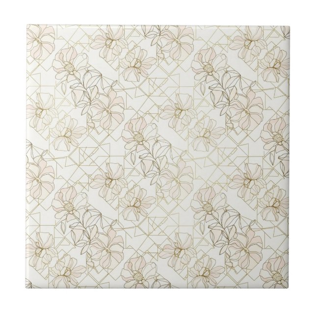 Azulejo De Cerâmica Minimal Botanical Line Art Pattern (2) (Frente)