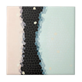 Azulejo De Cerâmica Minimalismo Arte Abstrata Rosa Pálido Azul Preto