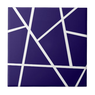 Azulejo De Cerâmica Minimalismo branco azul-abstrato Art escuro