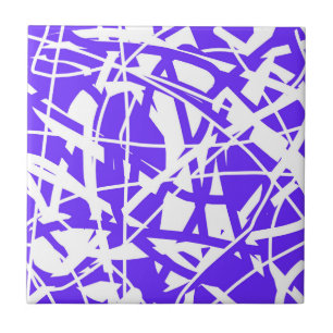 Azulejo De Cerâmica Minimalismo branco roxo abstrato-Art Lavanda azul