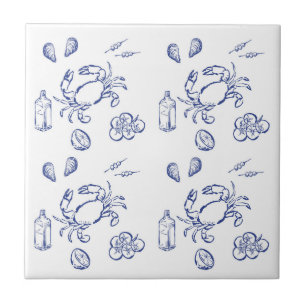 Azulejo De Cerâmica Minimalismo da Comida do mar
