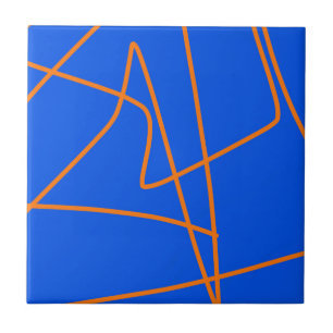 Azulejo De Cerâmica Minimalismo de abstrato Art Pastel Orange Blue