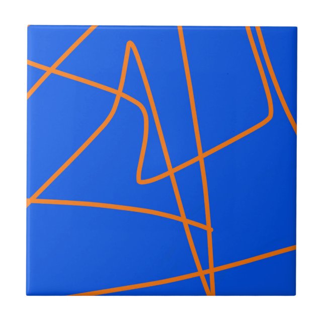 Azulejo De Cerâmica Minimalismo de abstrato Art Pastel Orange Blue (Frente)