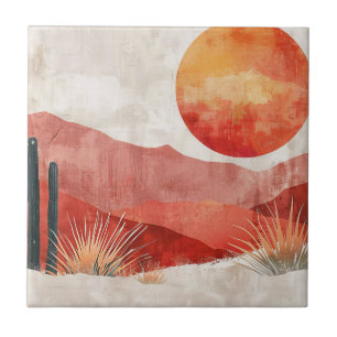Azulejo De Cerâmica Minimalista Quente - Paisagem Abstrata do Deserto 