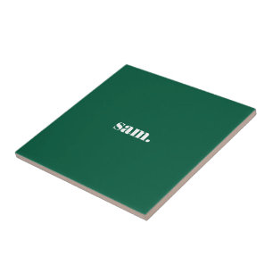 Azulejo De Cerâmica Minimalista texto personalizado negrito verde