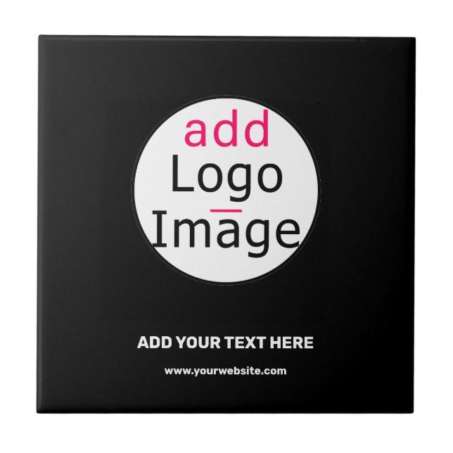 Azulejo De Cerâmica Mínimo de branco preto personalizável para chic co (Frente)