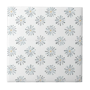 Azulejo De Cerâmica Mínimo Floral de Margarida Azul